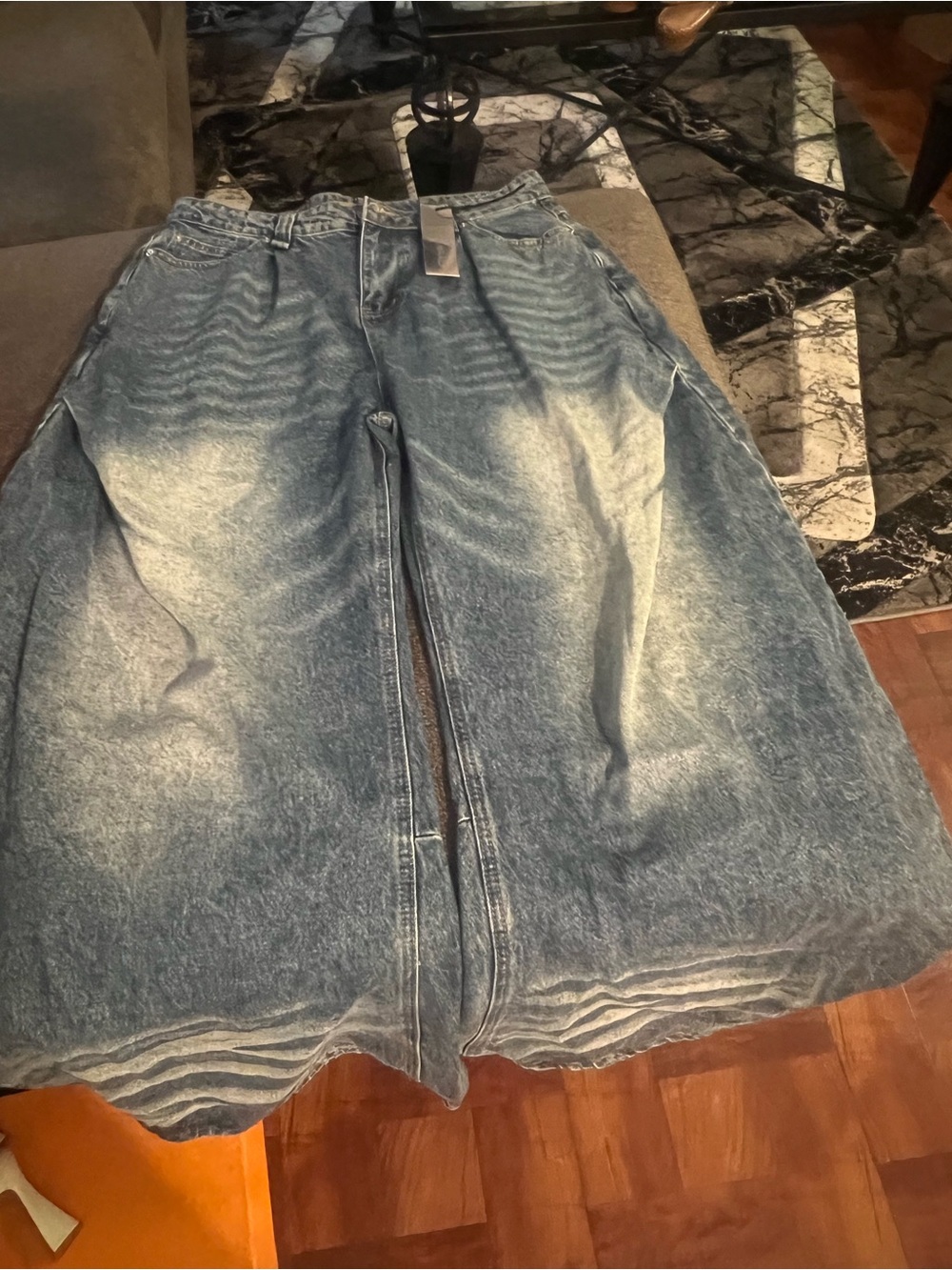 DC Washed Light Blue Wide-Leg Flare Jeans